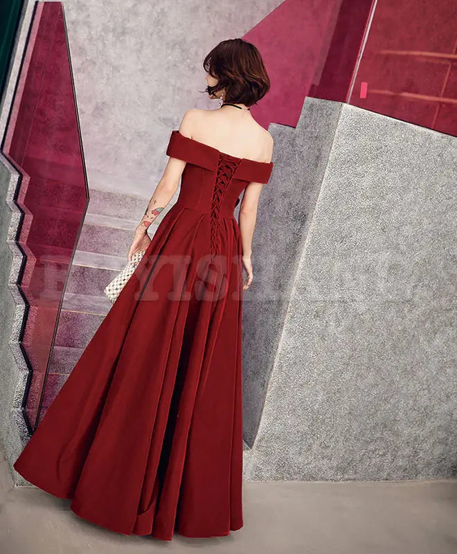 Buyishang Simple Sweetheart Burgundy Long Prom Dress Evening Dress prom dress in store