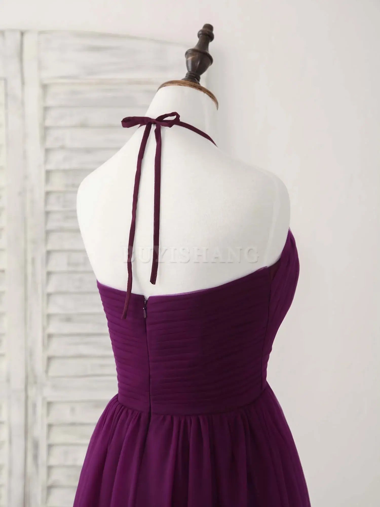 Buyishang Simple Tulle A-Line Purple Long Prom Dress Bridesmaid Dress Bridesmaid dress shop