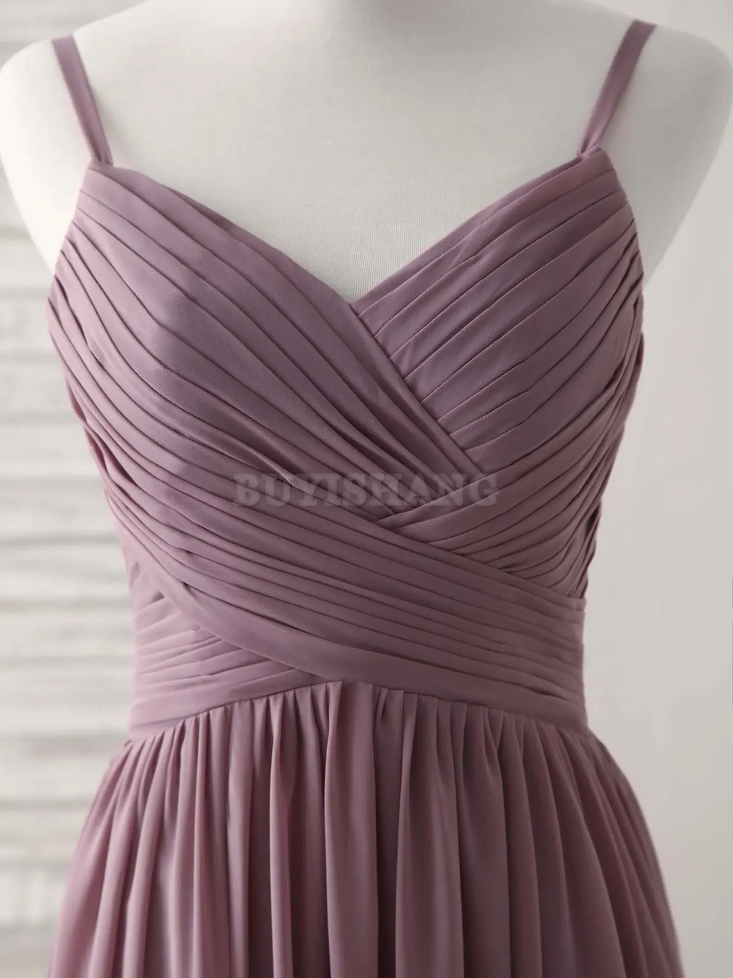 Buyishang Simple V Neck Chiffon Long Prom Dress Dark Pink Bridesmaid Dress Bridesmaid dress shop