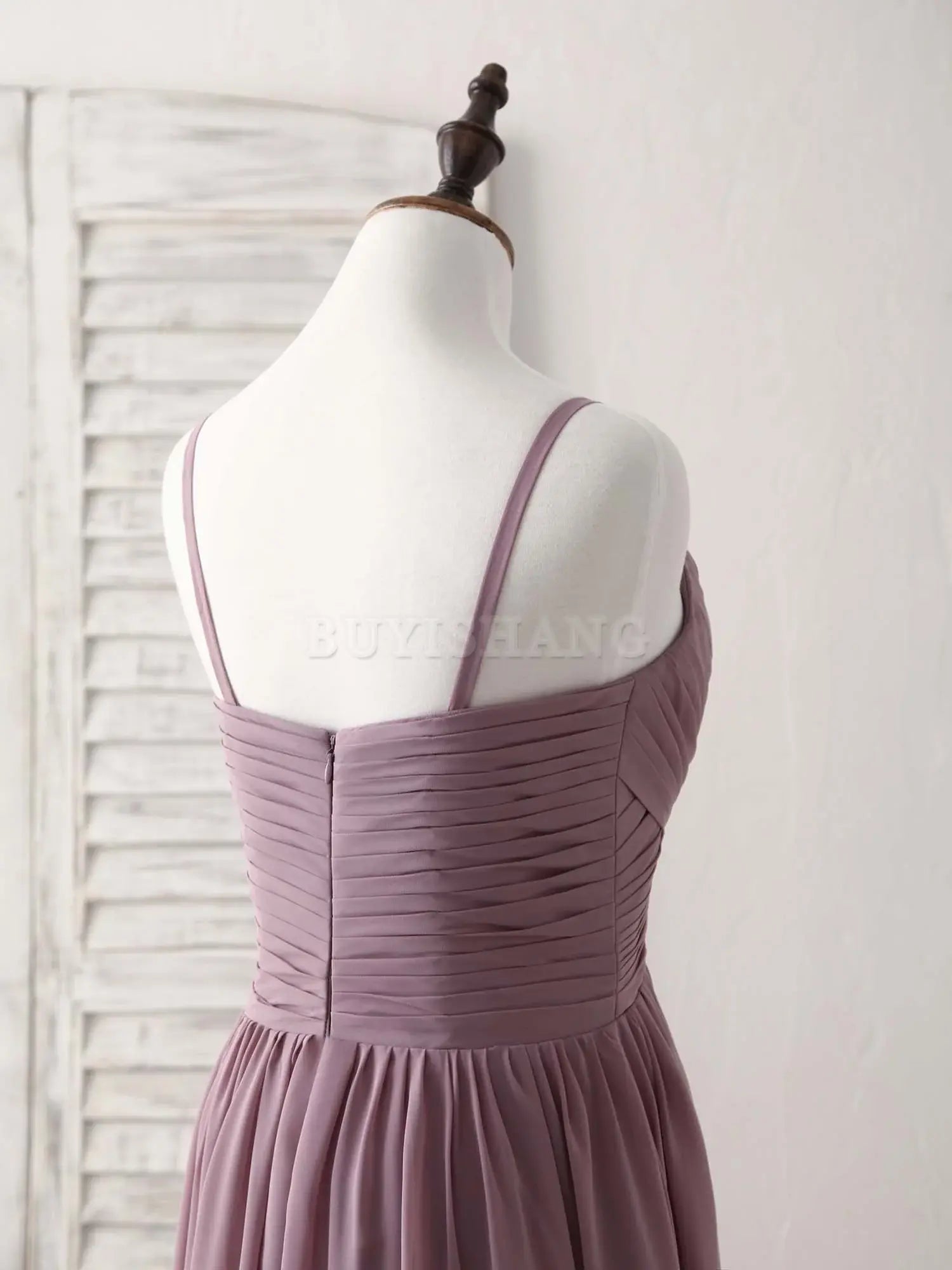 Buyishang Simple V Neck Chiffon Long Prom Dress Dark Pink Bridesmaid Dress Bridesmaid dress shop