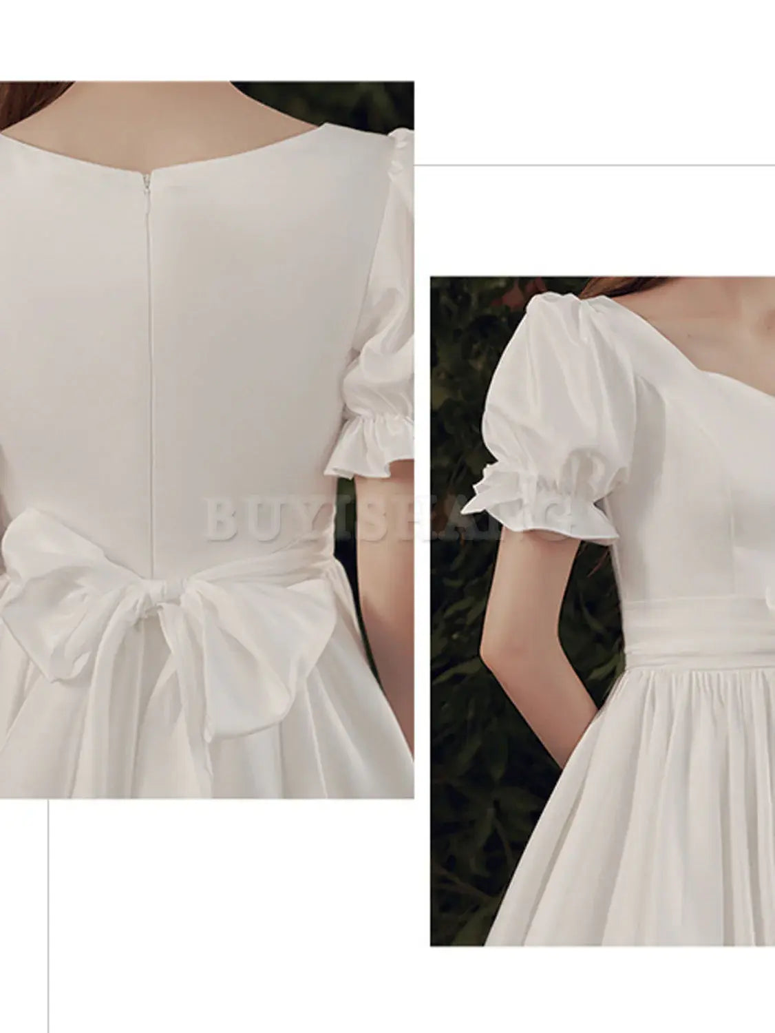 Buyishang Simple ivory Long Prom Dress White Bridesmaid Dresses prom dress in store