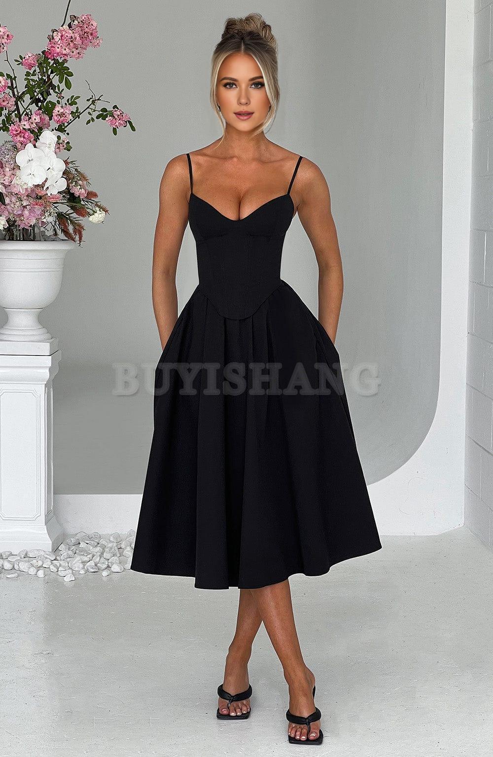 Buyishang Simple off shoulder ball dress Non stretch cotton blend fabric formal back to school dress evening dress