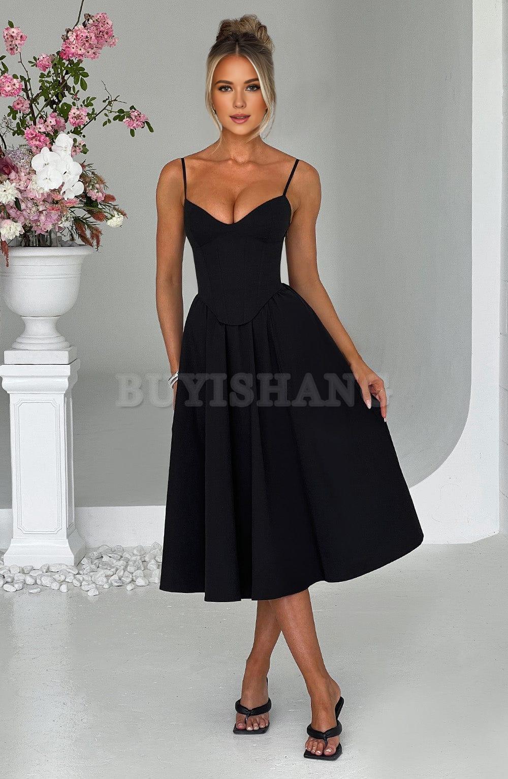 Buyishang Simple off shoulder ball dress Non stretch cotton blend fabric formal back to school dress evening dress