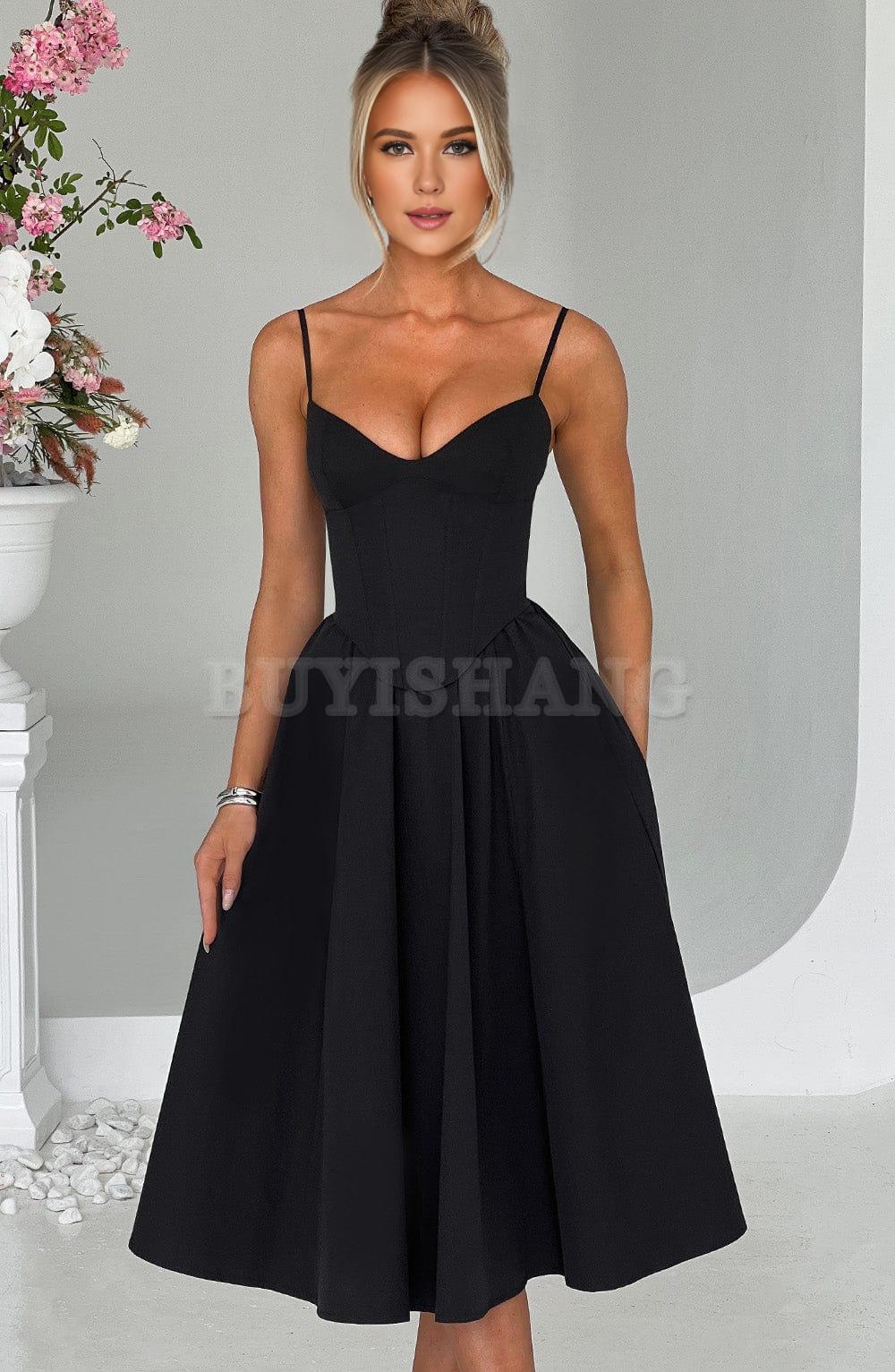 Buyishang Simple off shoulder ball dress Non stretch cotton blend fabric formal back to school dress evening dress