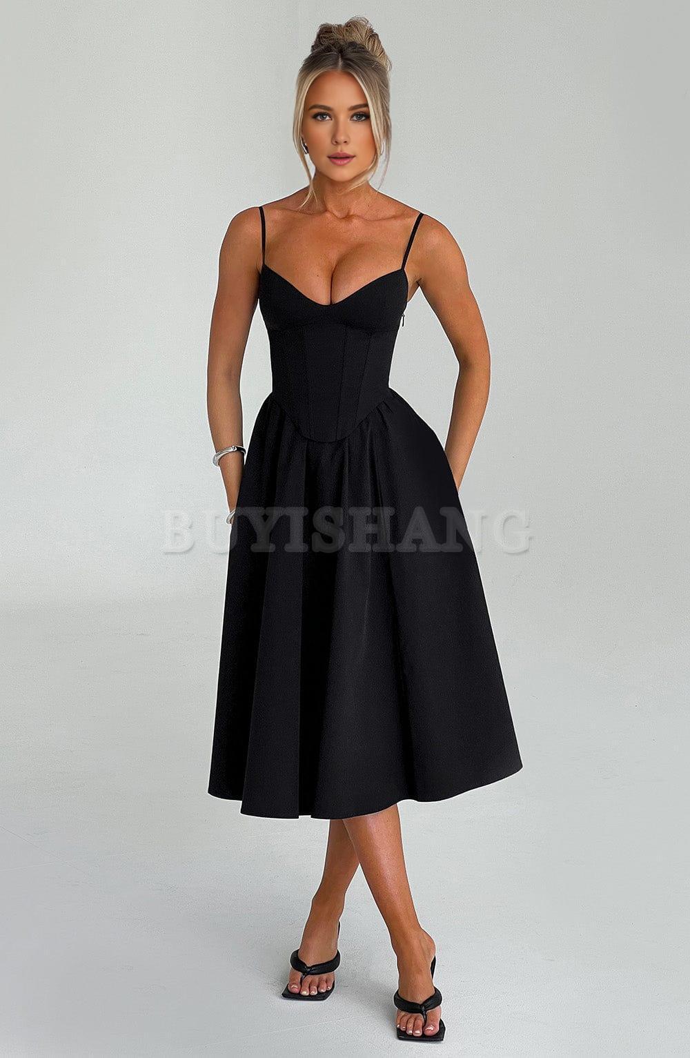 Buyishang Simple off shoulder ball dress Non stretch cotton blend fabric formal back to school dress evening dress