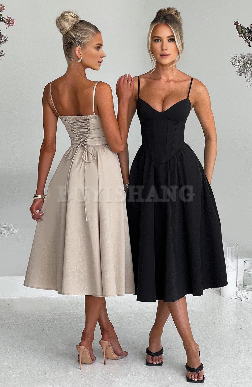 Buyishang Simple off shoulder ball dress Non stretch cotton blend fabric formal back to school dress evening dress