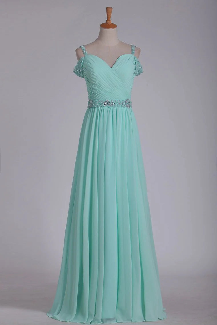 Party Dresses A Line Tulle With Beads & Ruffles Court Train