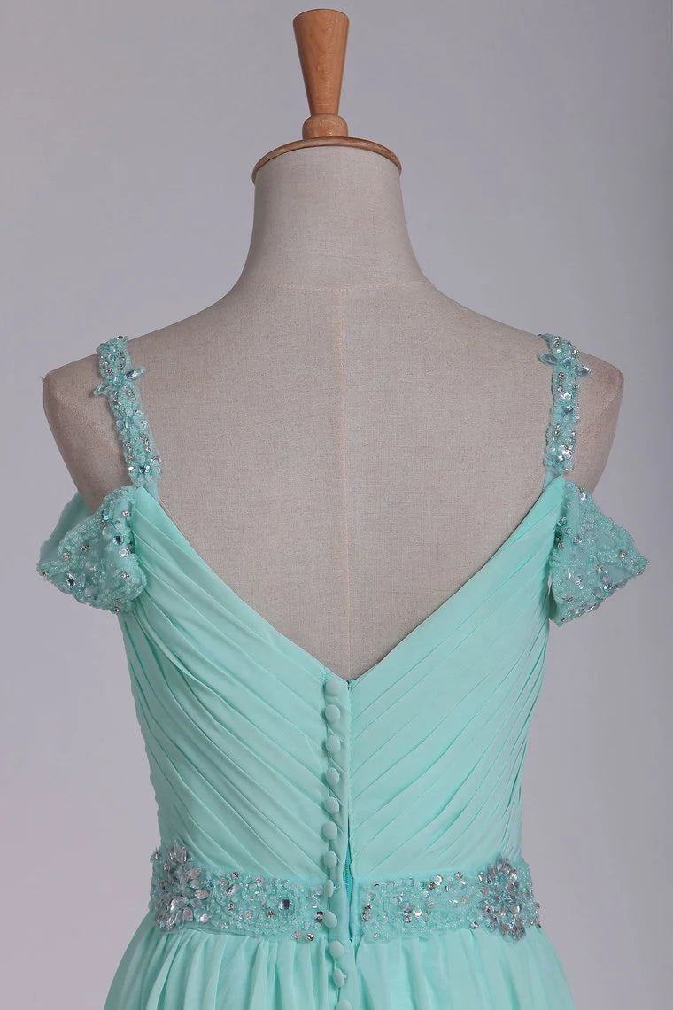 Party Dresses A Line Tulle With Beads & Ruffles Court Train