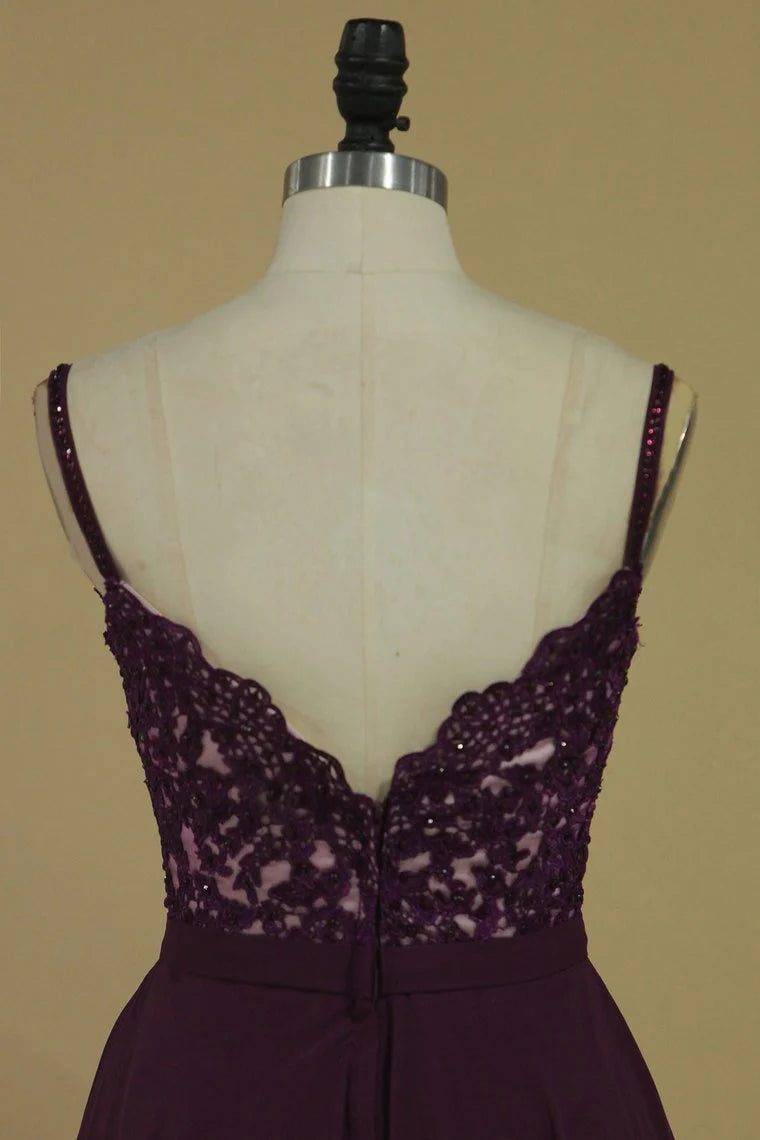 Applique A Line Chiffon Floor Length Party Dresses