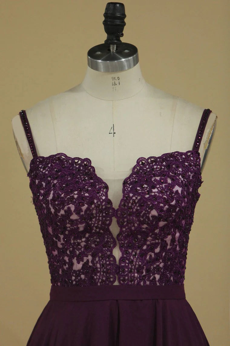 Applique A Line Chiffon Floor Length Party Dresses