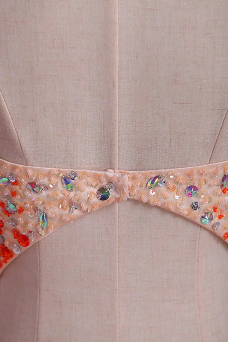 Party Dresses A Line Chiffon With Beads Open Back