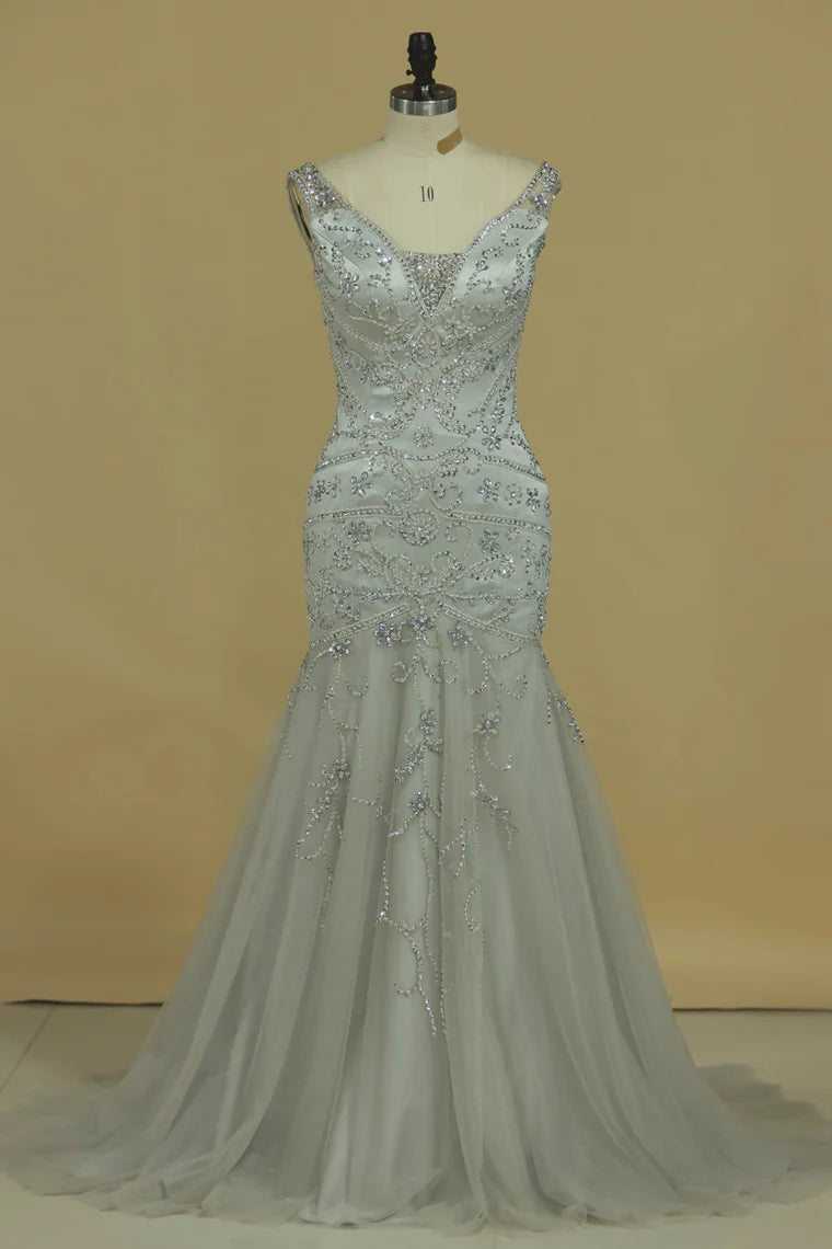 Party Dresses Mermaid With Beading Sweep Train