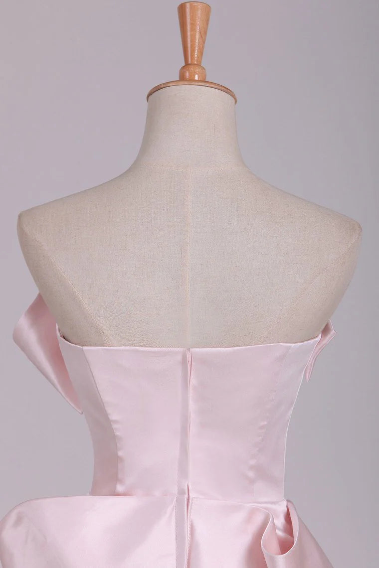 Sweep Train Strapless Party Dresses Mermaid/Trumpet Satin