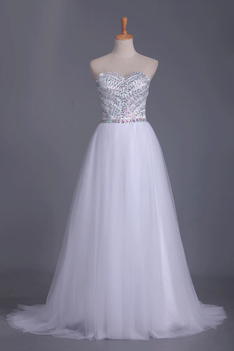 Sweetheart Party Dress Beaded Bodice A Line Tulle