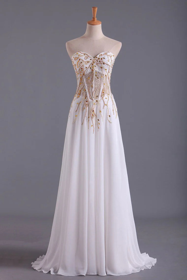 Party Dresses A Line Chiffon With Beading Floor Length