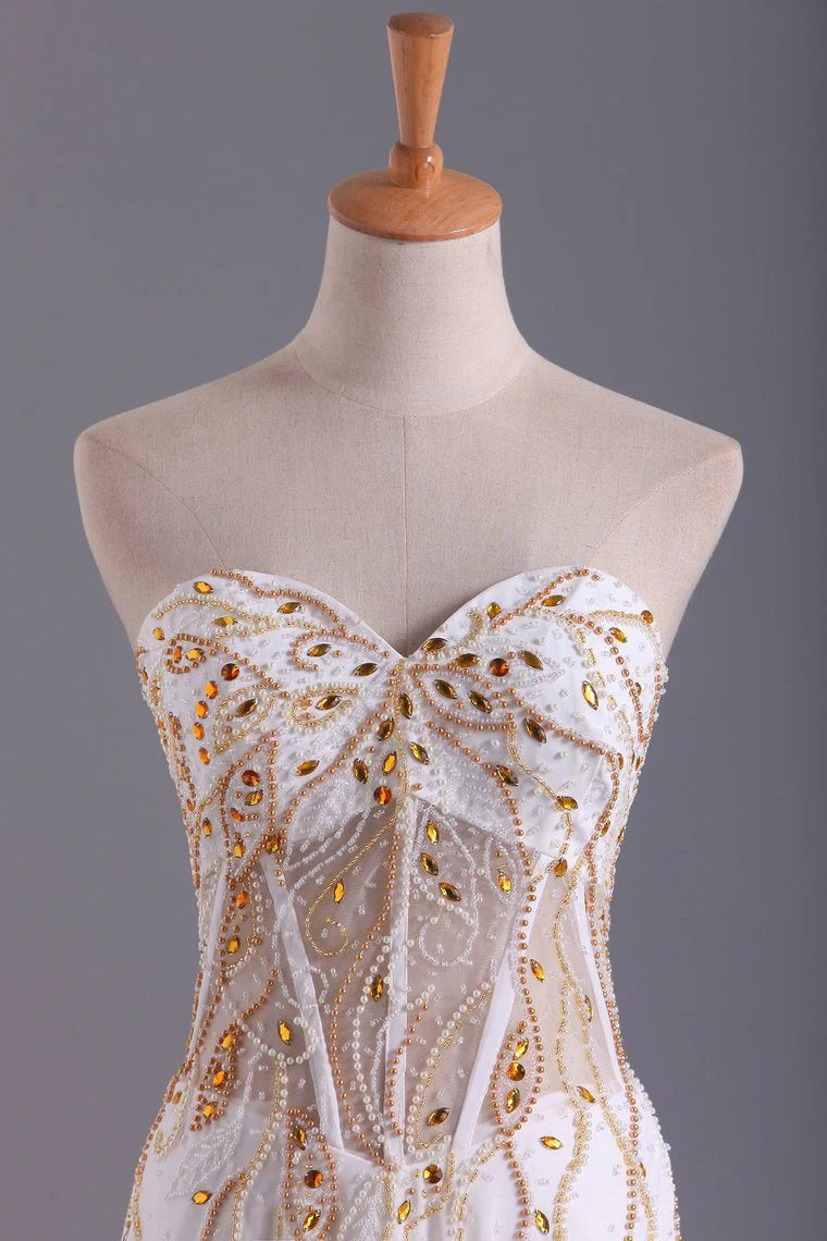 Party Dresses A Line Chiffon With Beading Floor Length