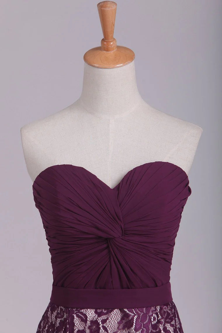 Sweetheart Party Dresses Mermaid/Trumpet Pleated Bodice Lace Grape Floor Length