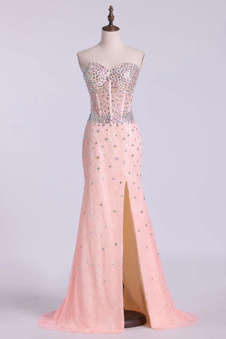 Sheath/Column Party Dress Lace With Rhinestone