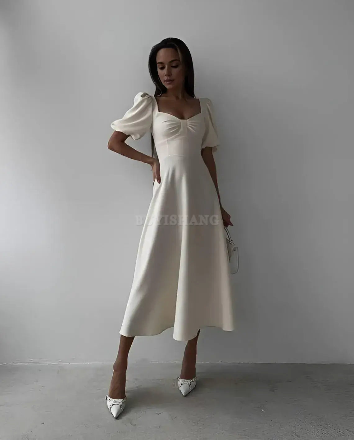 Buyishang Tailored Dress in Premium Suiting Fabric Timeless Design Perfect for Formal Events Office Wear and Evening Outings Quality You Can Trust