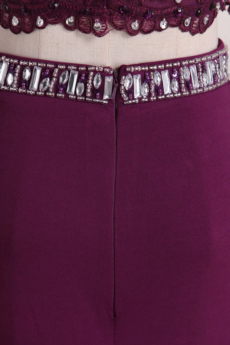 Two-Piece High Neck Party Dresses Mermaid With Applique Spandex