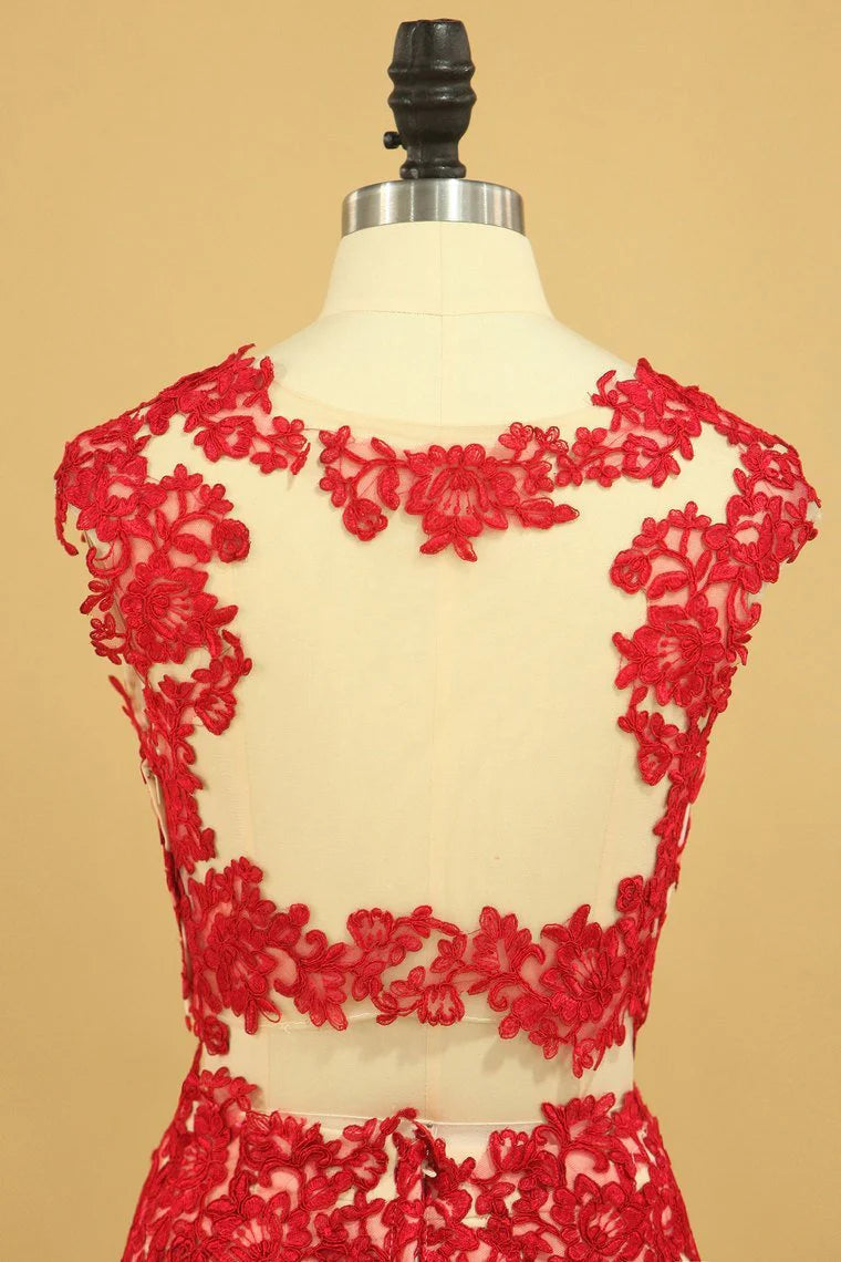 Mermaid Party Dresses Scoop With Applique And Beads Chiffon