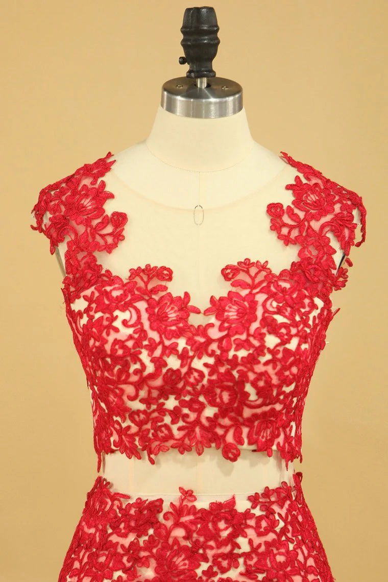 Mermaid Party Dresses Scoop With Applique And Beads Chiffon