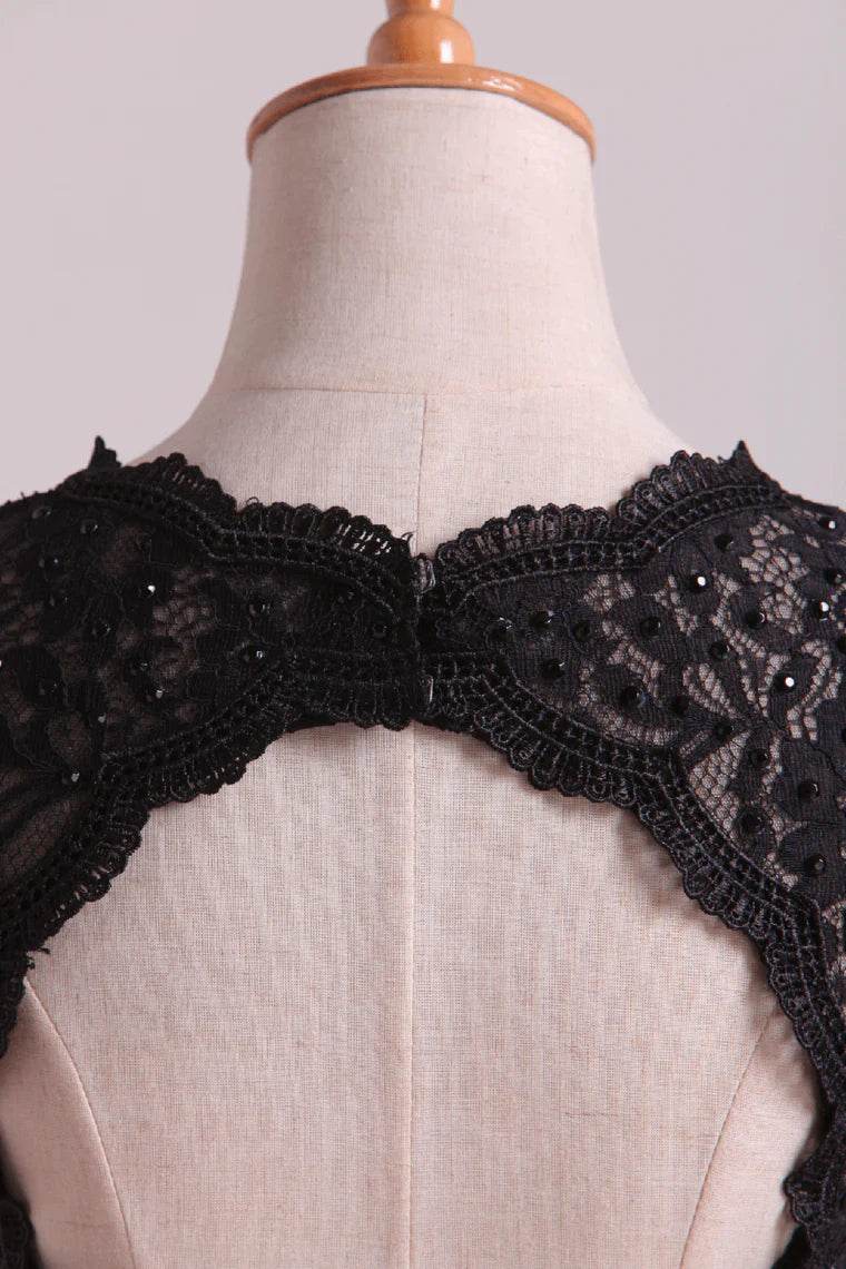 Two Pieces Open Back Party Dresses Scoop Satin Appliqued&Beaded Bodice Floor Length