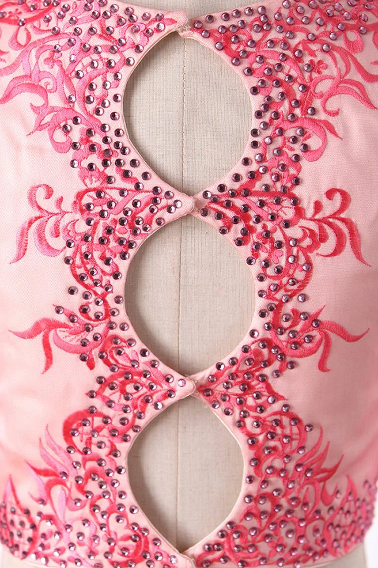 Two Pieces Party Dresses Chiffon V Neck A Line With Beads And Applique