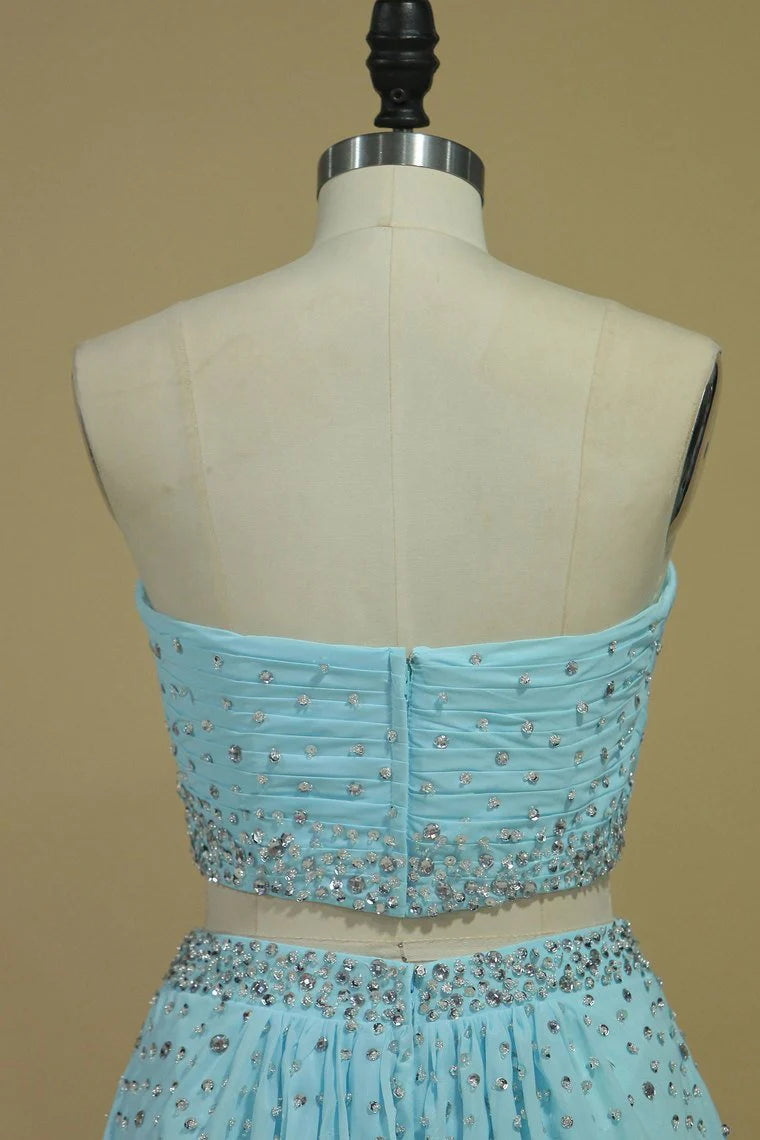 Sweetheart Party Dresses Chiffon With Beads And Ruffles A Line