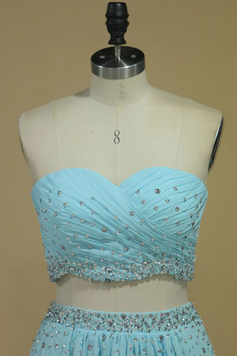 Sweetheart Party Dresses Chiffon With Beads And Ruffles A Line