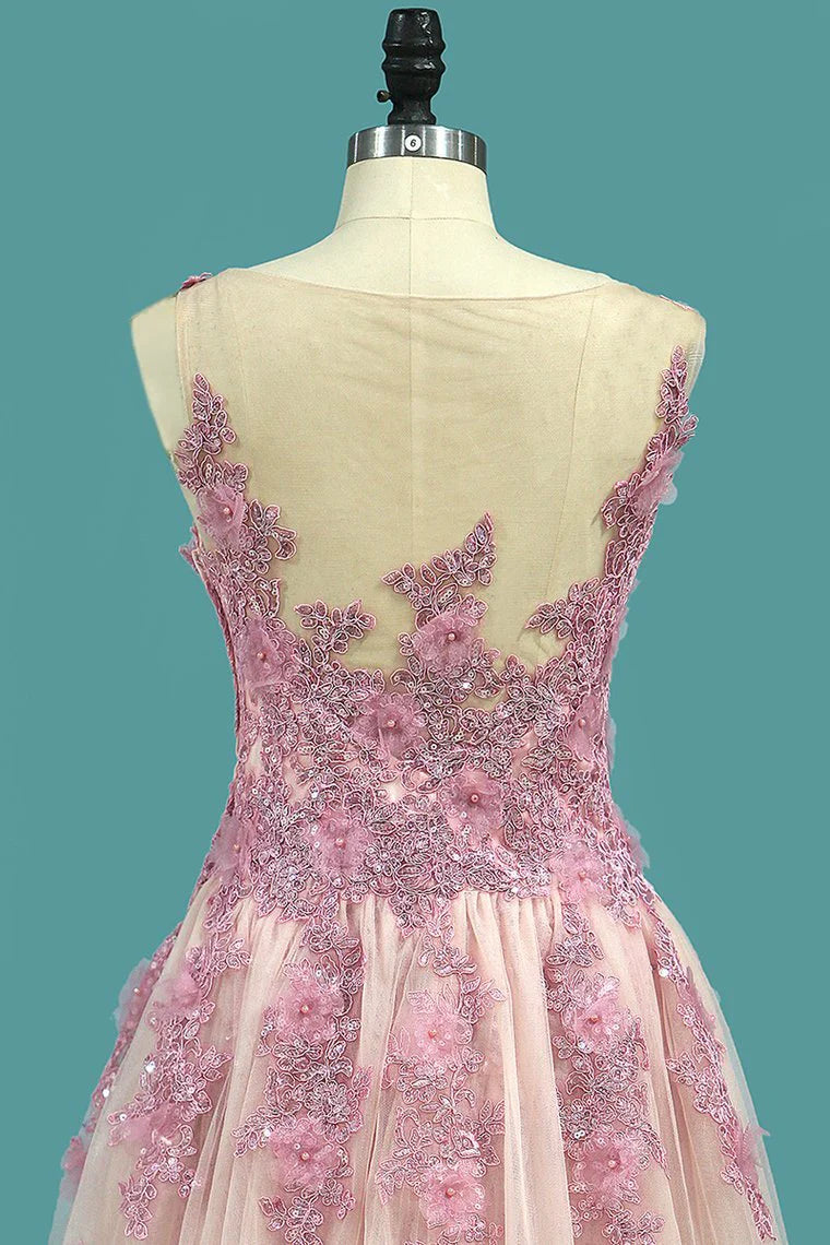 Mermaid Scoop Tulle Party Dresses With Applique Court Train Detachable