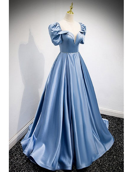 Elegant Long Satin Prom Dress with Open Back Jeweled Butterfly