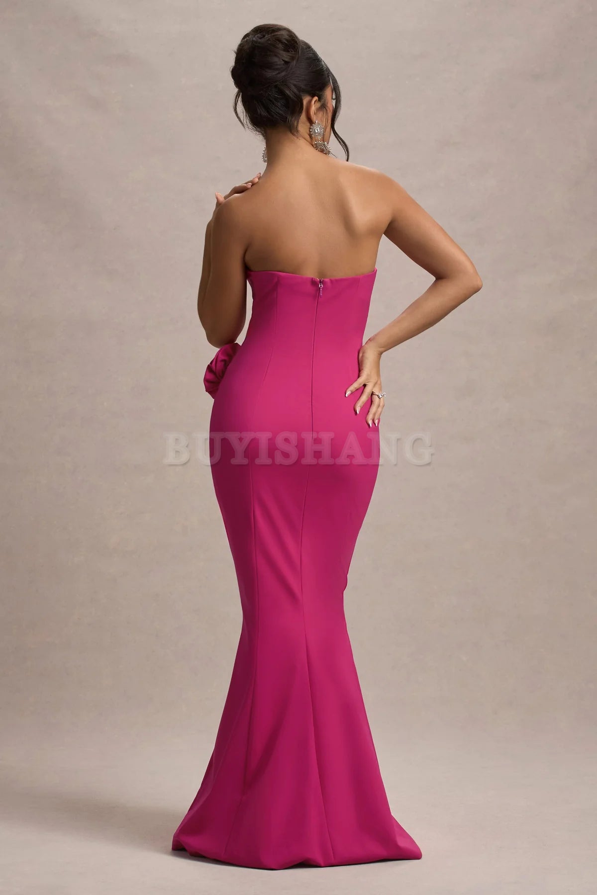 Buyishang Elegant black strapless fishtail dress with tight corset for a dance party stores with prom dresses