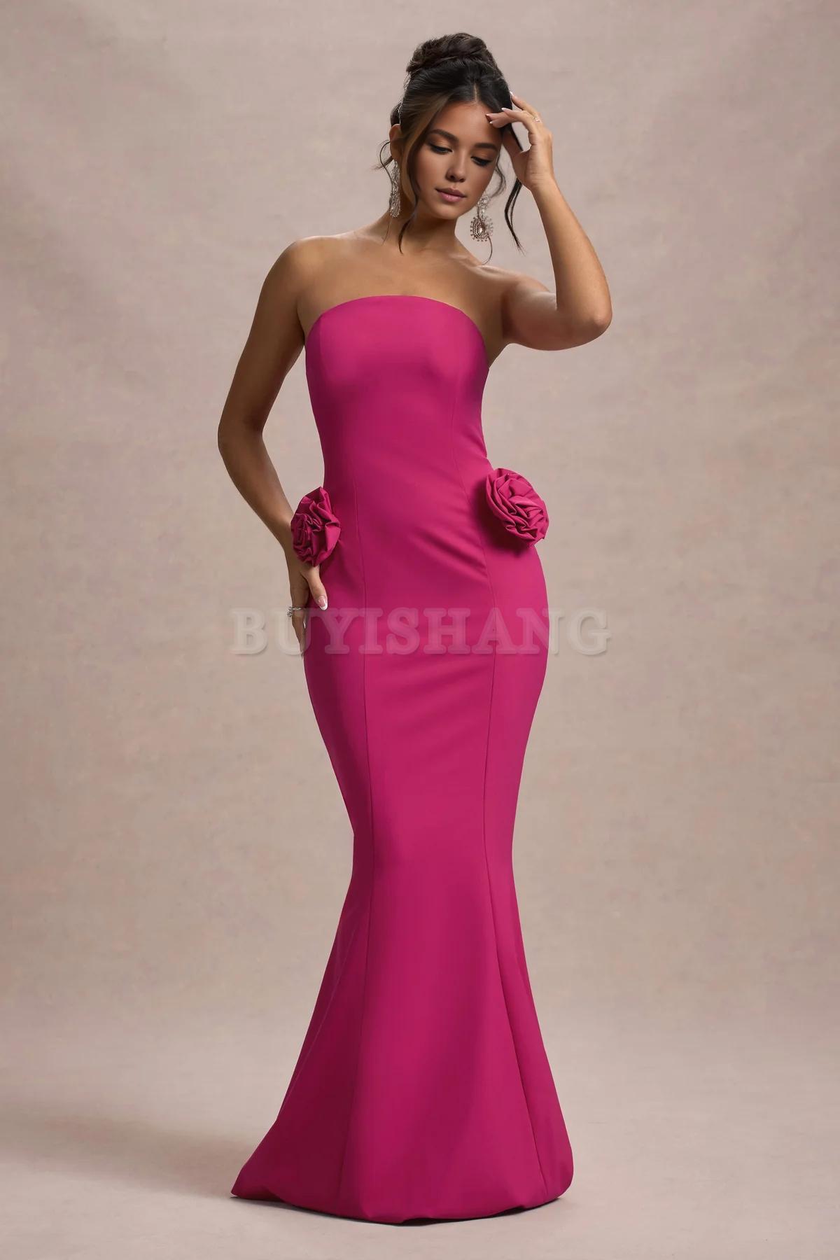 Buyishang Elegant black strapless fishtail dress with tight corset for a dance party stores with prom dresses