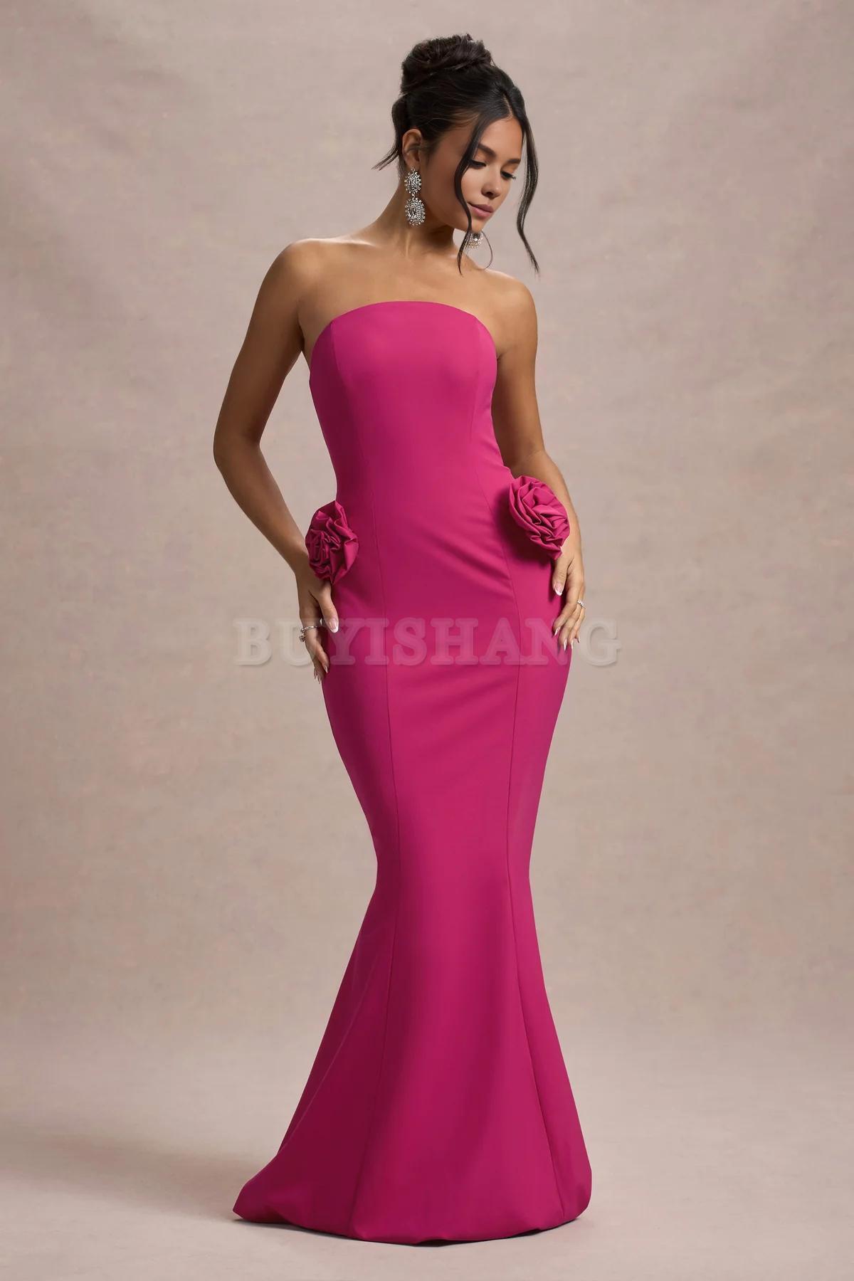 Buyishang Elegant black strapless fishtail dress with tight corset for a dance party stores with prom dresses