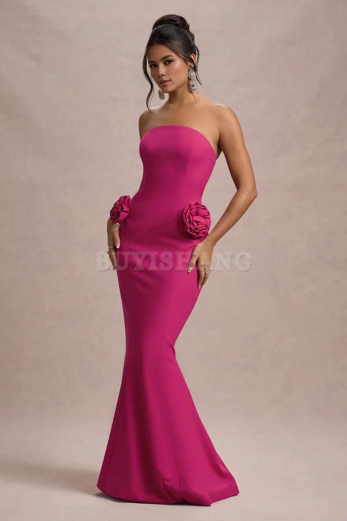 Buyishang Elegant black strapless fishtail dress with tight corset for a dance party stores with prom dresses