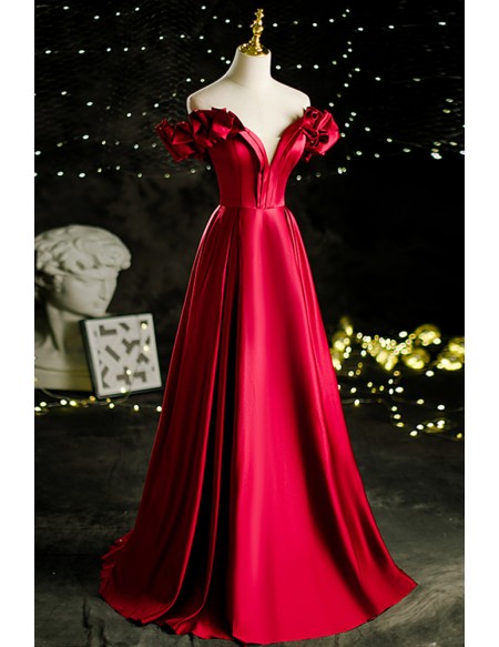 Elegant Off Shoulder Pleated Satin Formal Dress