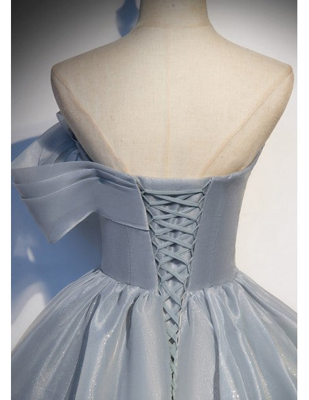 Sleek Formal Ballgown Grey Prom Dress Strapless