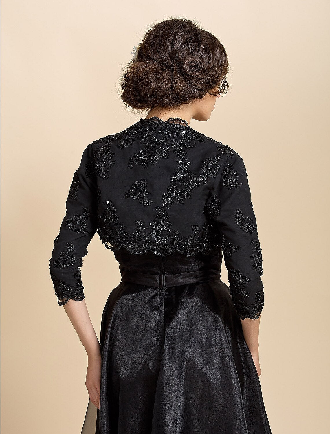 Wedding Wraps Bolero Coats / Jackets Long Sleeve T-shirt Sleeve Lace Wedding Wraps With Sequin For Wedding