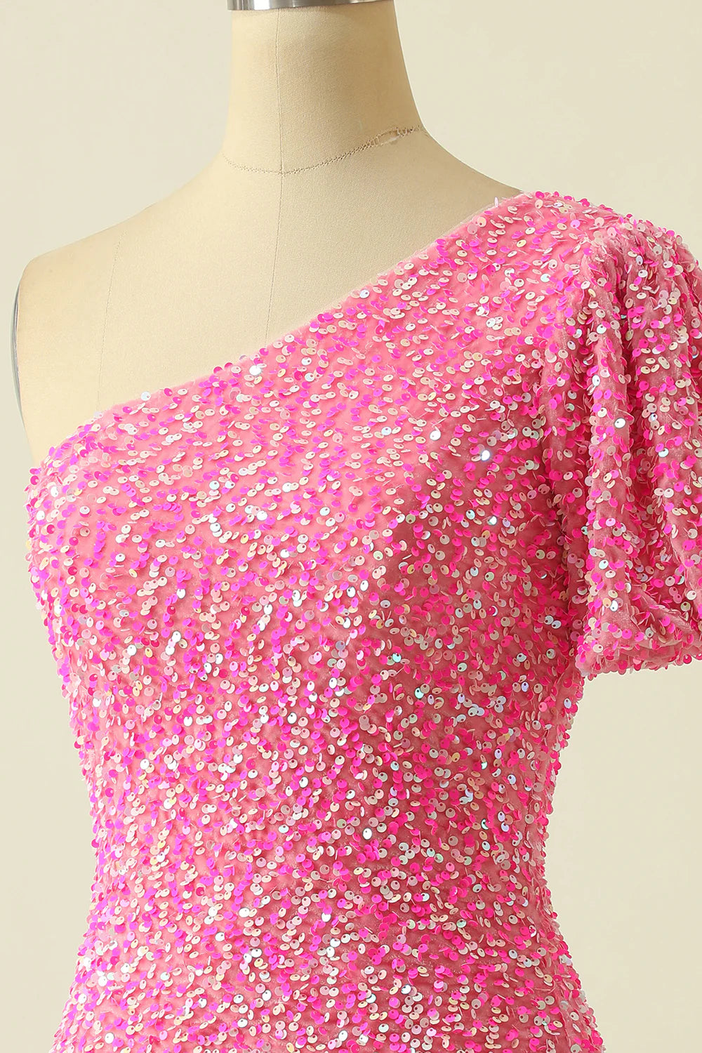 One Shoulder Sequins Homecoming Dress