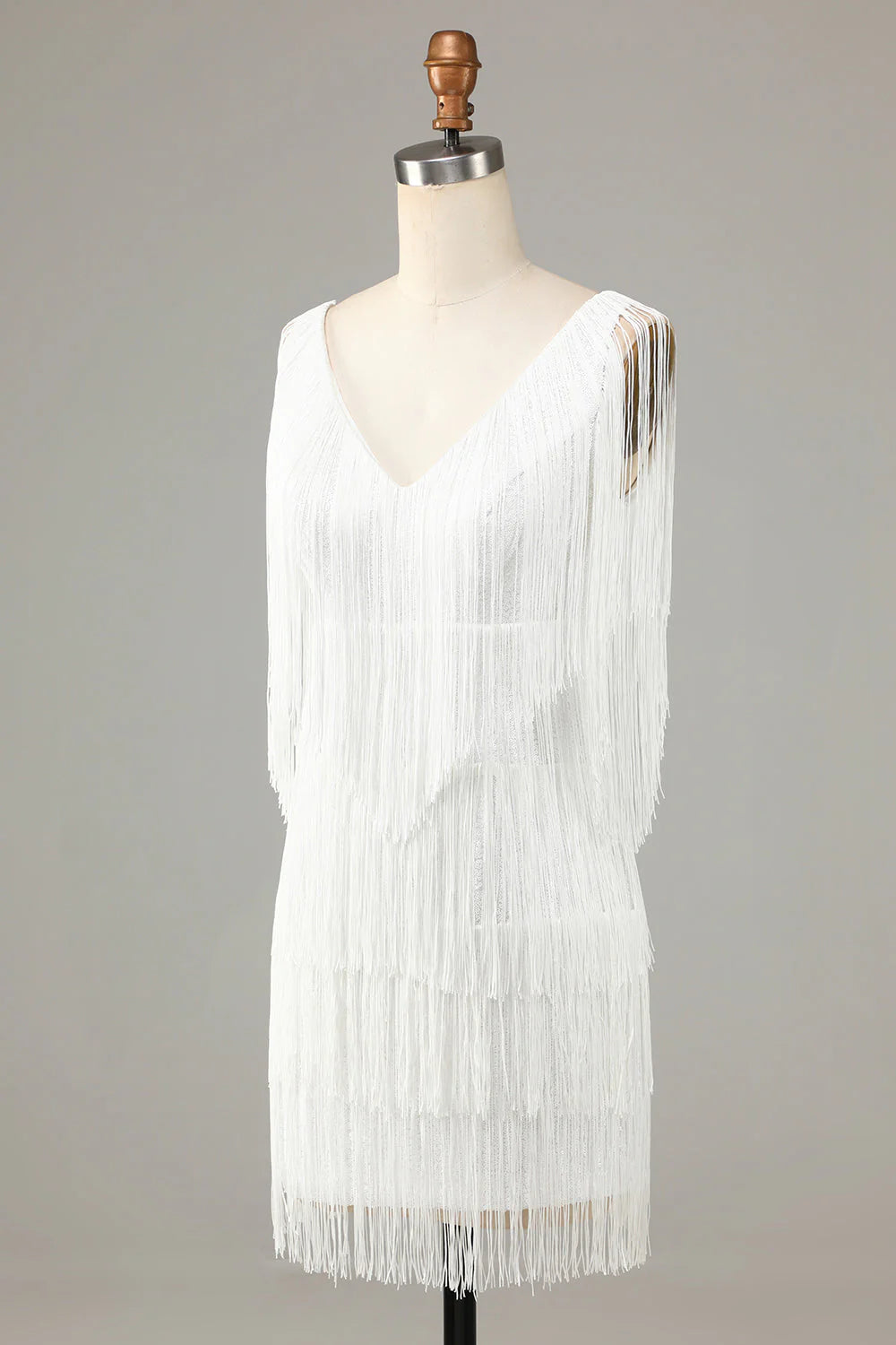 Pretty V-Neck Cross Back Mini Homecoming Dress With Tassel