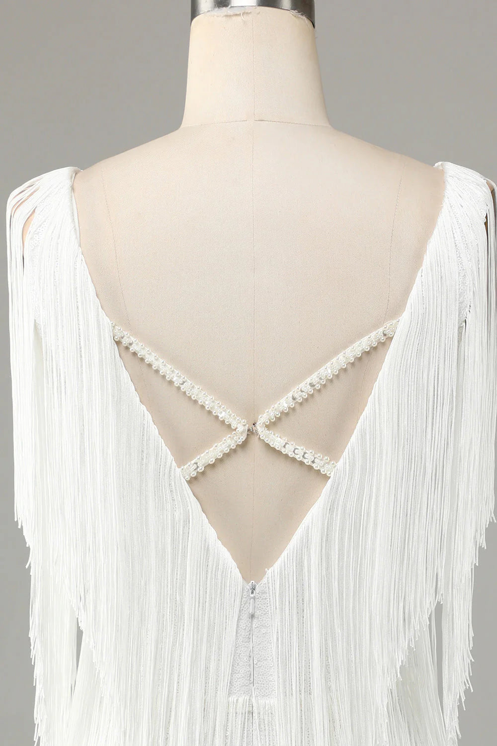 Pretty V-Neck Cross Back Mini Homecoming Dress With Tassel