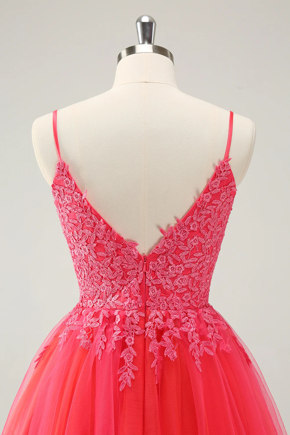 Cute Hot Pink A Line Spaghetti Straps Short Homecoming Dress with Appliques