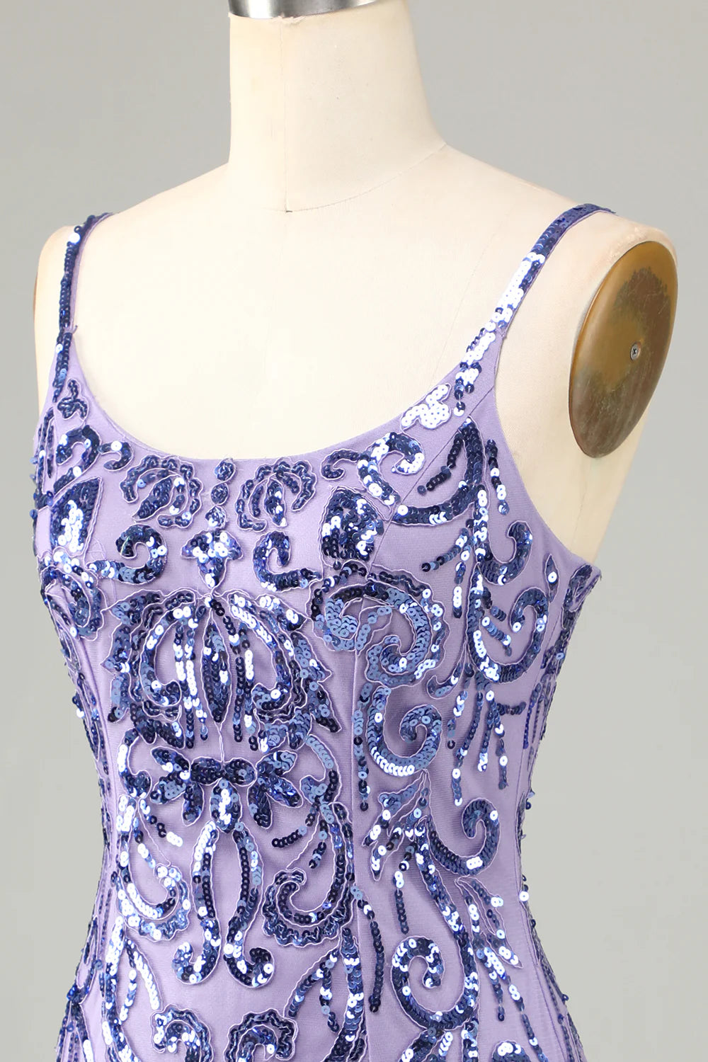 Sparkly Purple Sequins Spaghetti Straps Short Homecoming Dress with Fringes