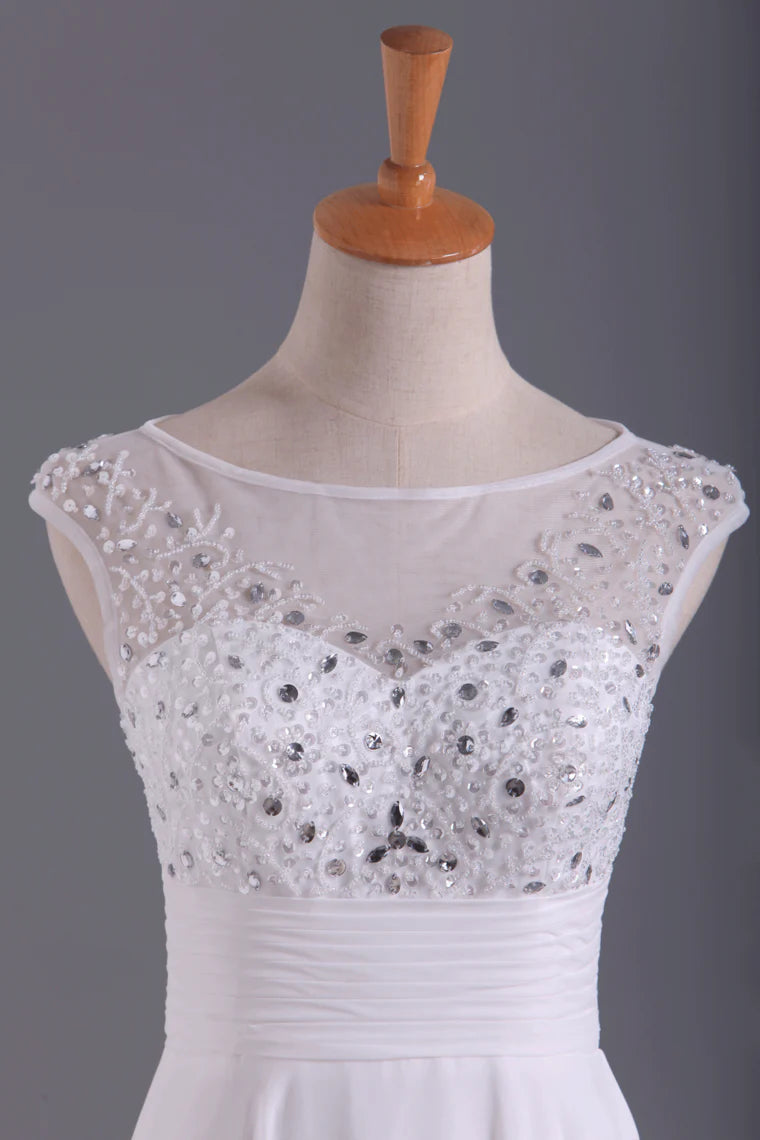 A-Line Party Dresses Chiffon Floor-Length With Beads And Applique