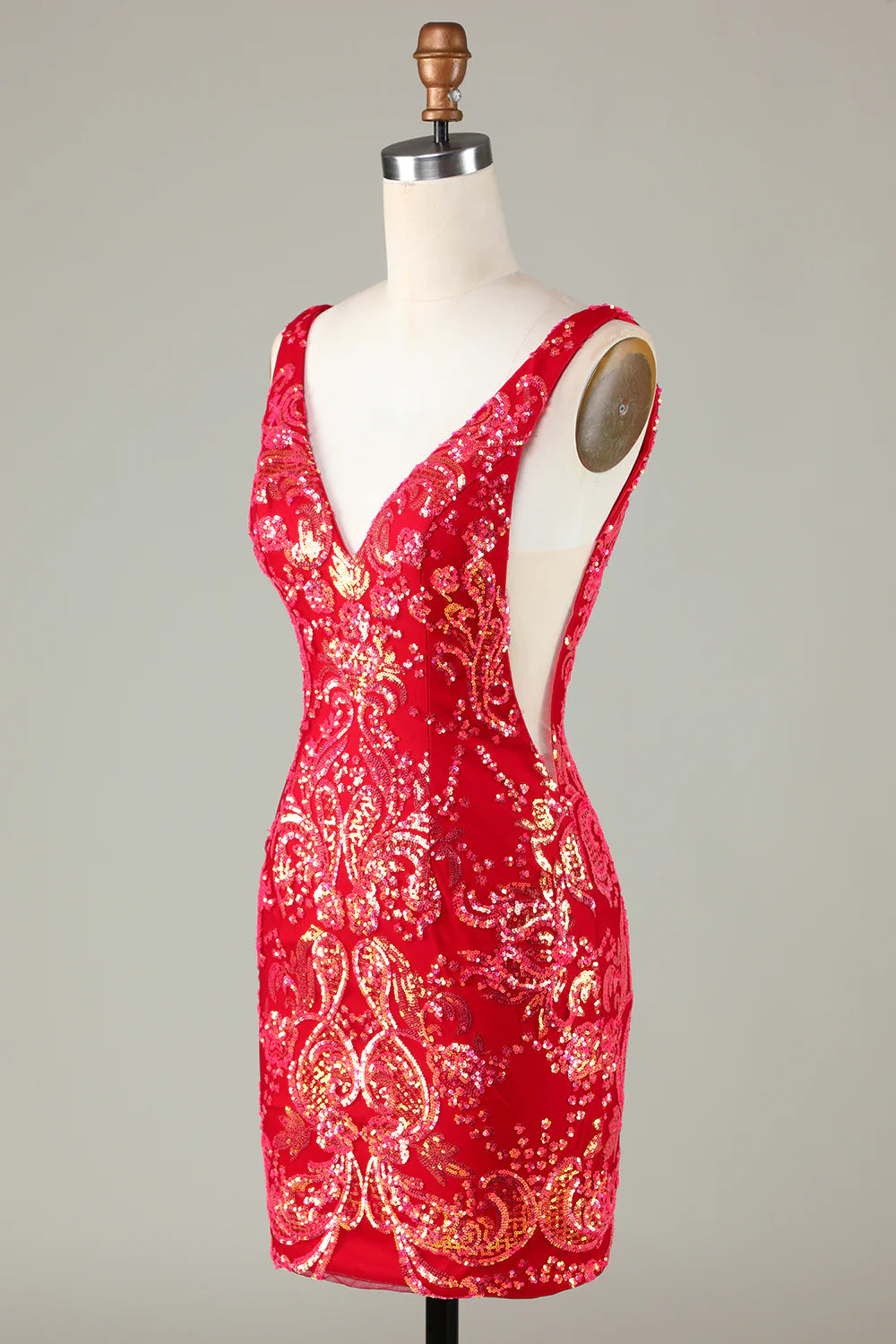 Lavender Sparkly Tight Homecoming Dress with Backless