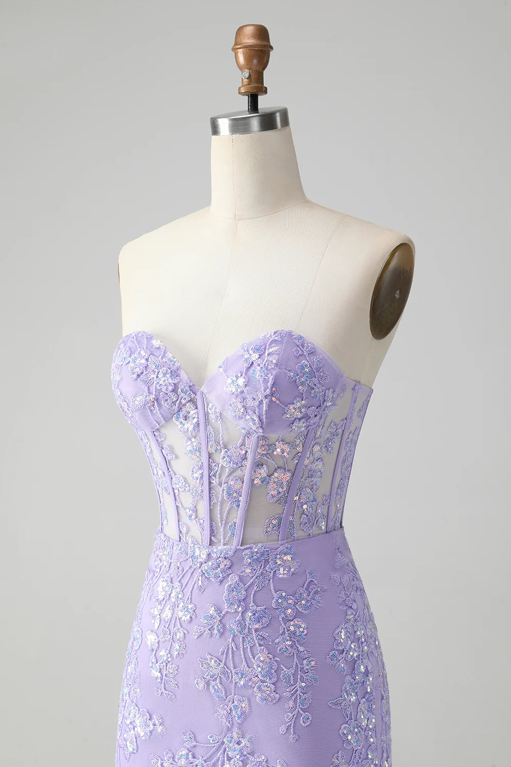 Lilac Corset Sequins Sweetheart Short Embroidery Homecoming Dress with Lace-up Back