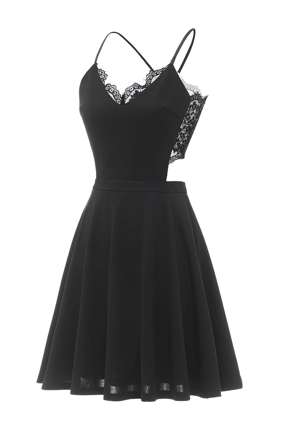 A Line Spaghetti Straps Little Black Dress with Keyhole