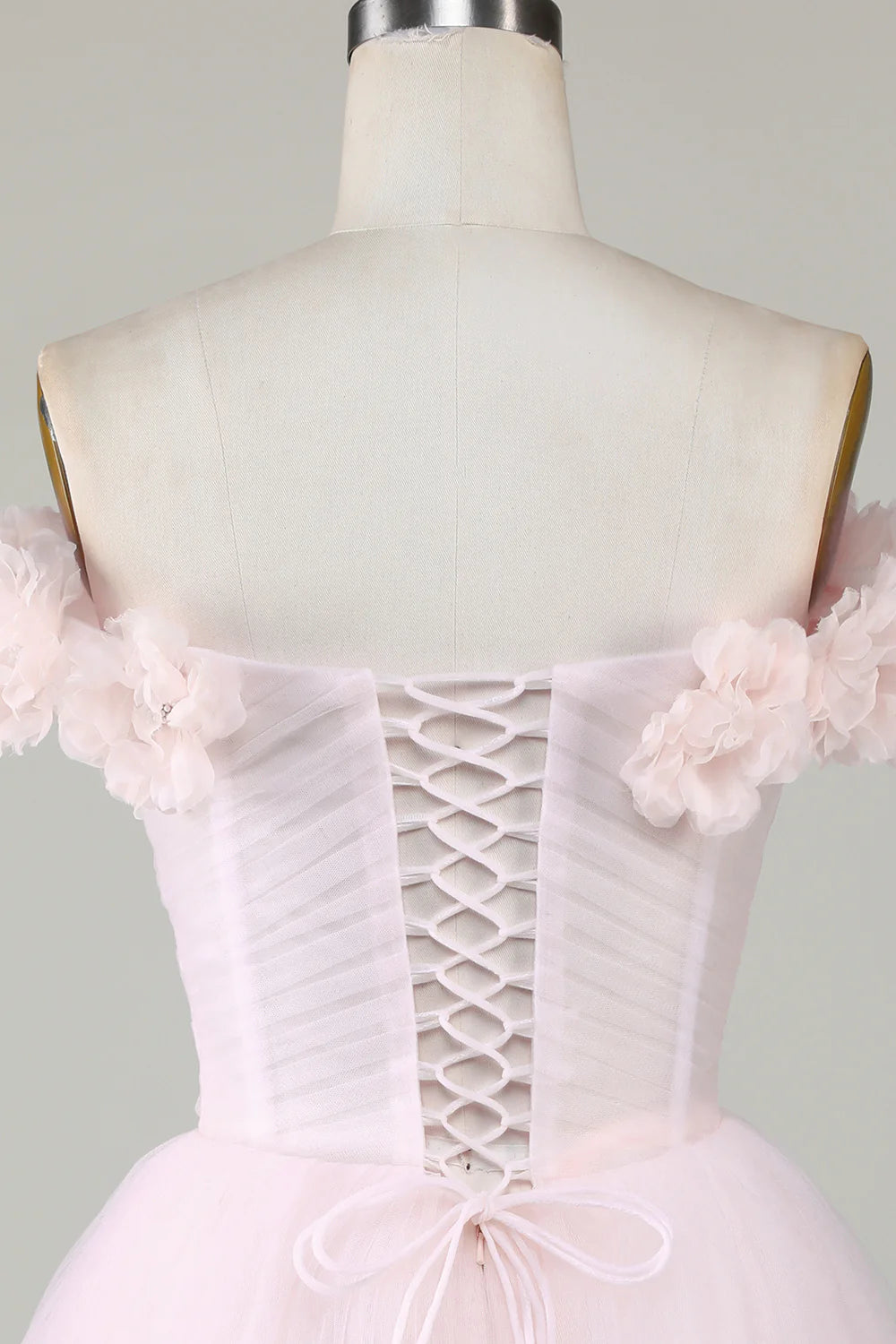 Cute A Line Off the Shoulder Pink Short Homecoming Dress with Flowers