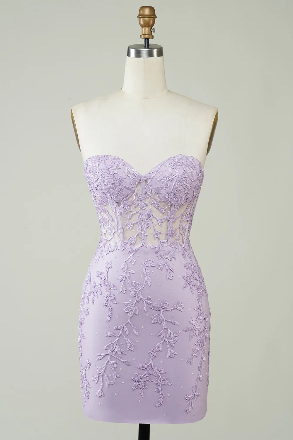 Hot Selling Bodycon Sweetheart Purple Corset Homecoming Dress with Appliques